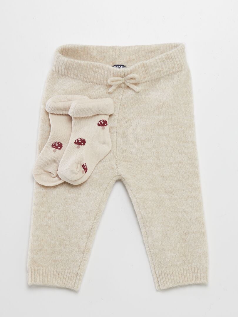 Legging en tricot + chaussettes Beige - Kiabi