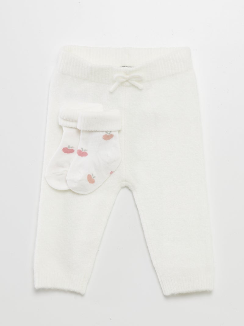 Legging en tricot + chaussettes Blanc - Kiabi