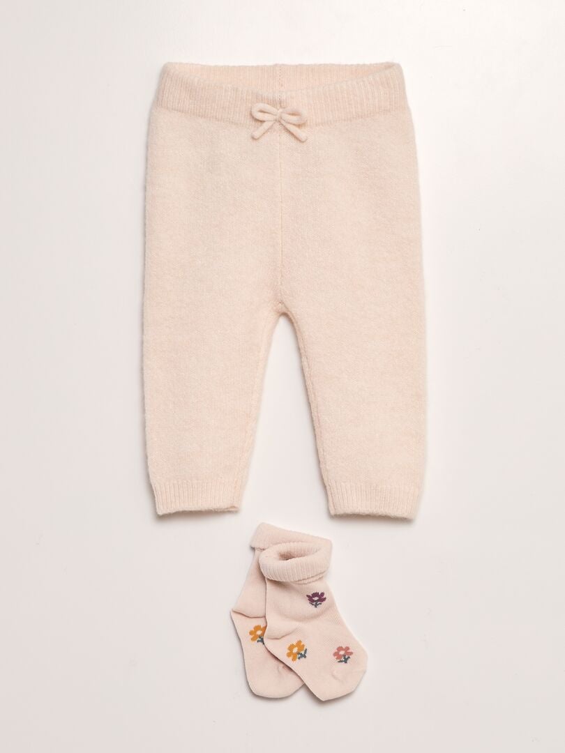 Legging en tricot + chaussettes Rose - Kiabi