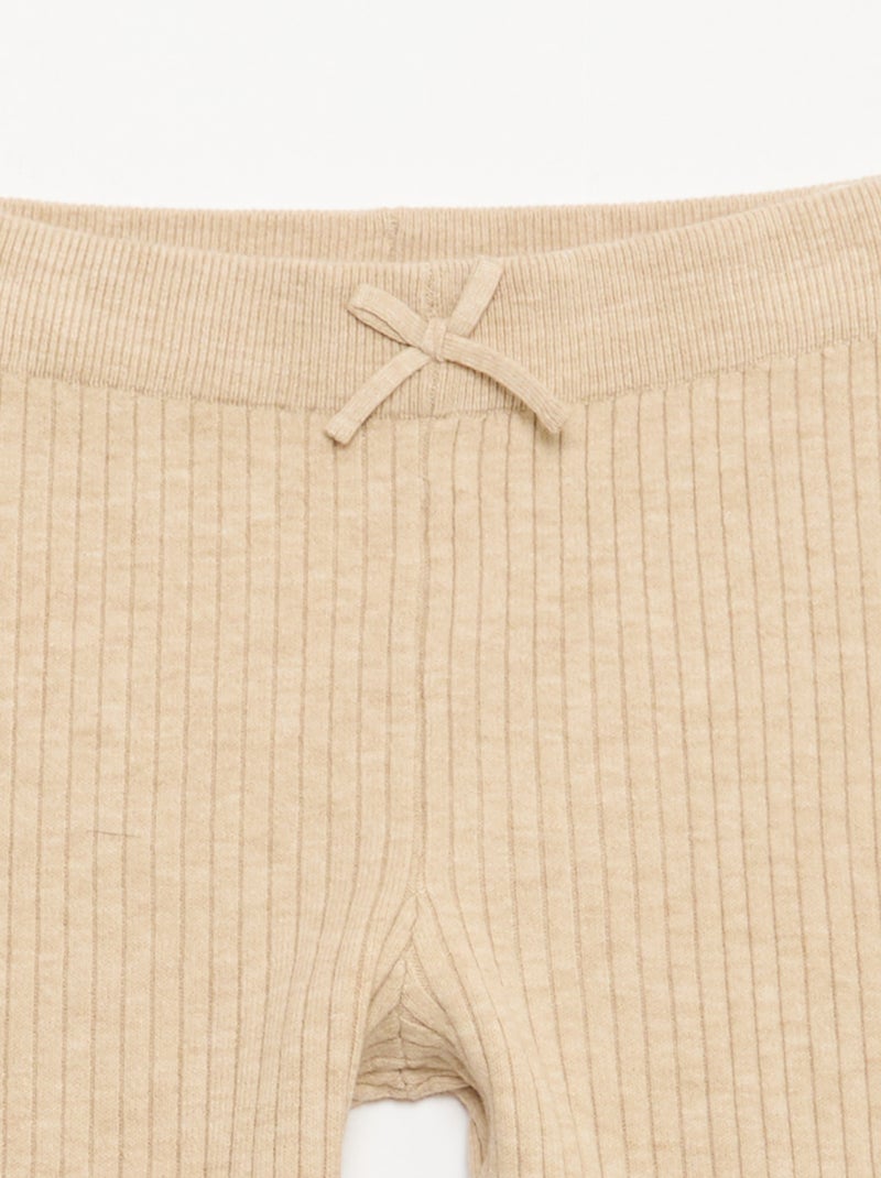Legging en tricot côtelé uni Beige - Kiabi