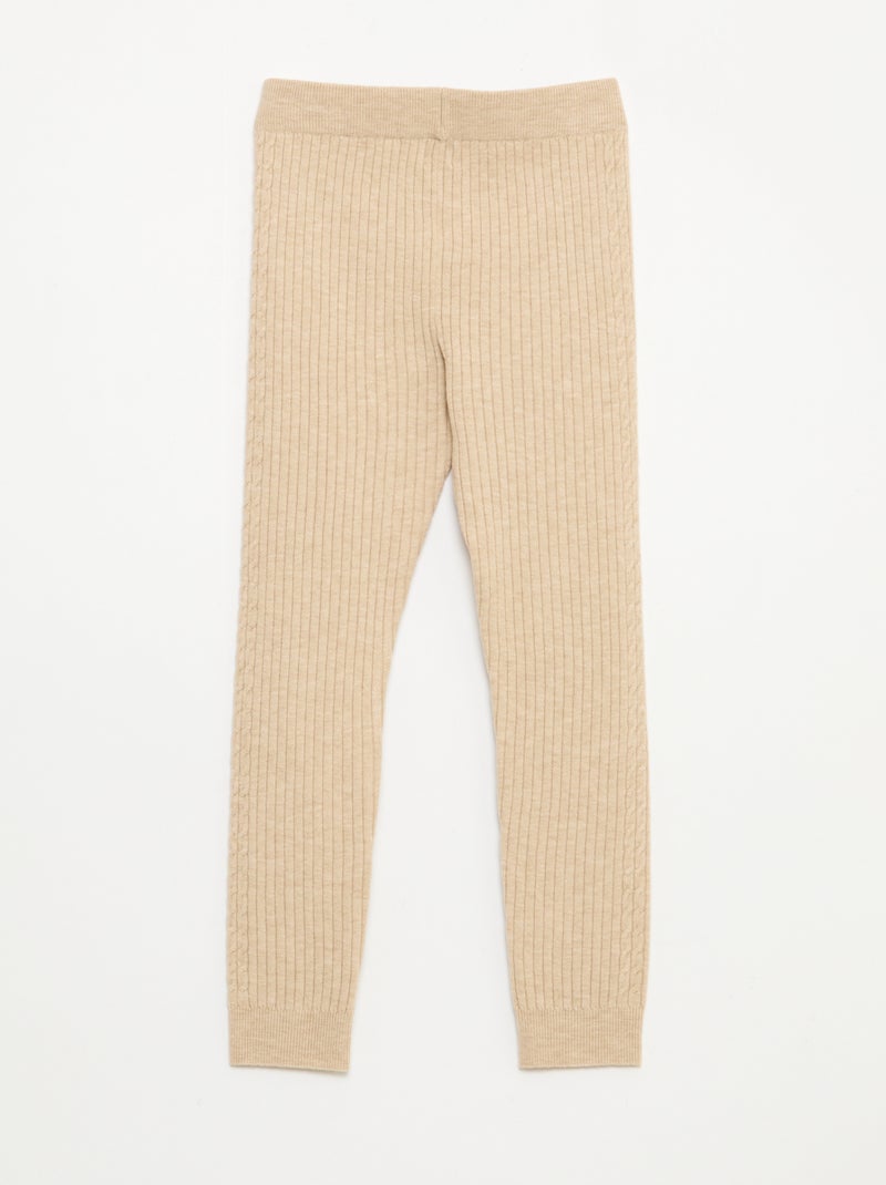 Legging en tricot côtelé uni Beige - Kiabi