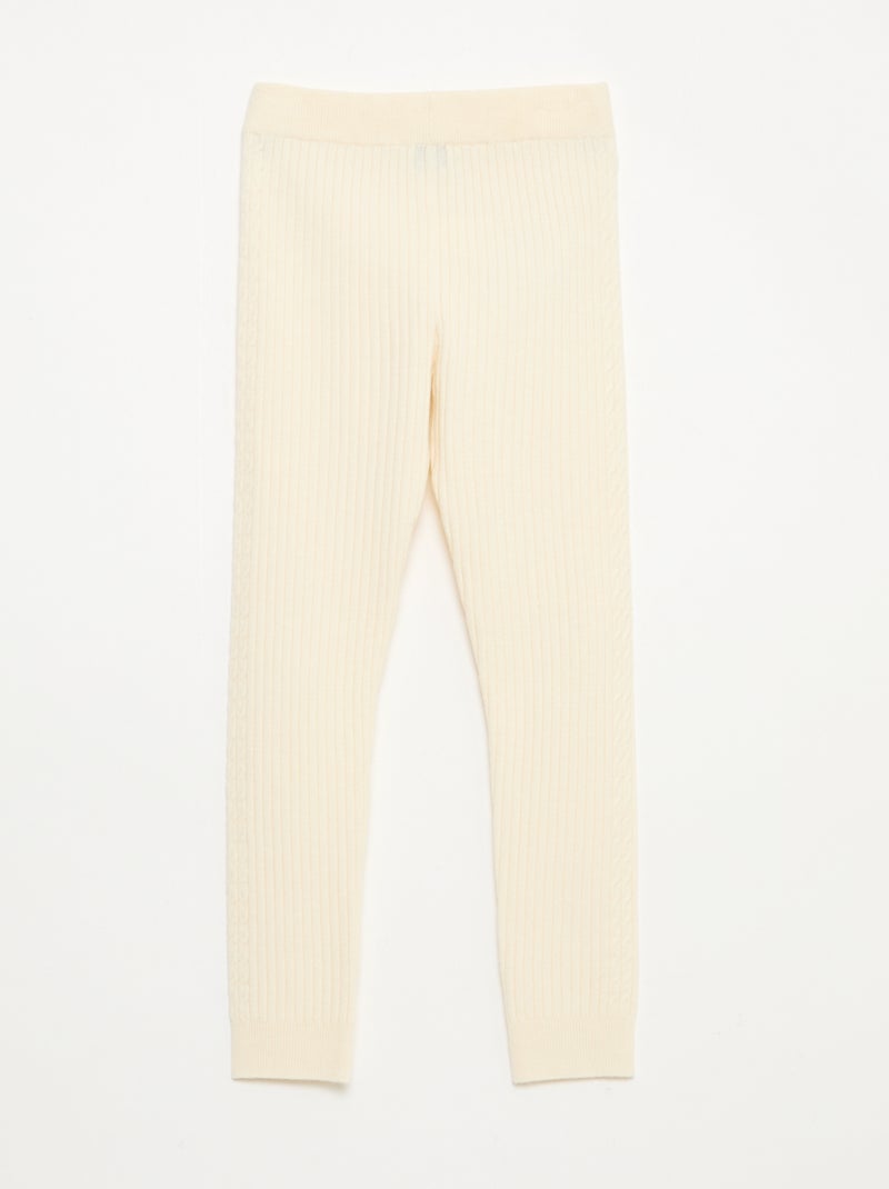 Legging en tricot côtelé uni Blanc - Kiabi