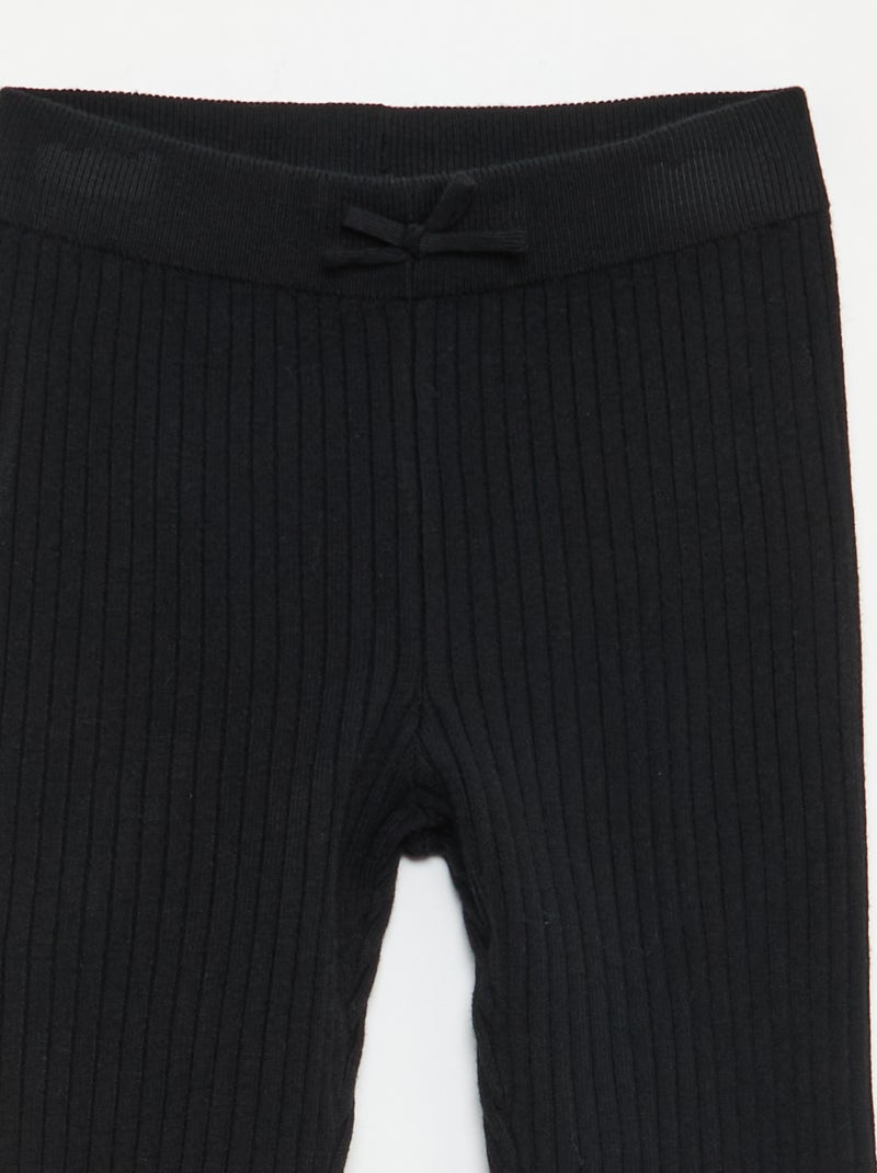 Legging en tricot côtelé uni Noir - Kiabi
