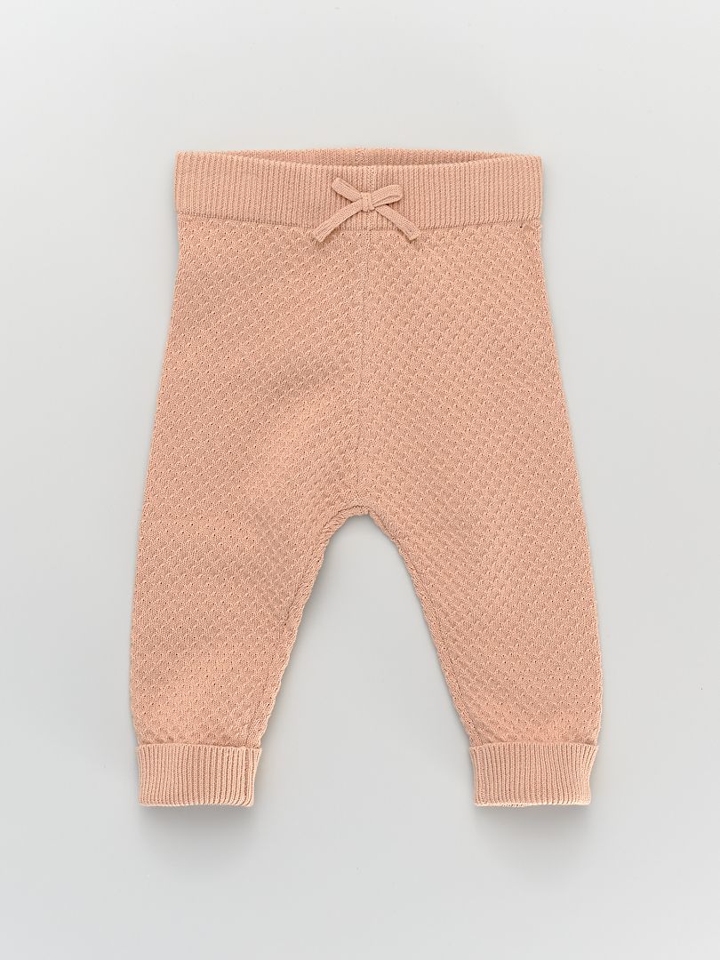 Legging en tricot de coton fantaisie rose orangé - Kiabi