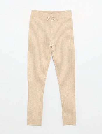 Legging en tricot uni avec noeud à la taille