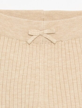 Legging en tricot uni avec noeud à la taille