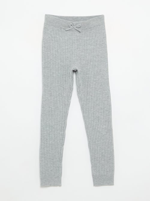 Legging en tricot uni avec noeud à la taille - Kiabi