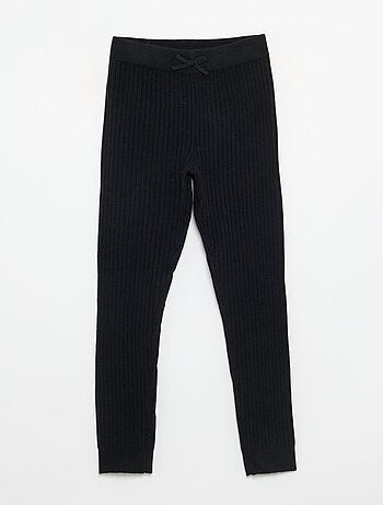 Legging en tricot uni avec noeud à la taille