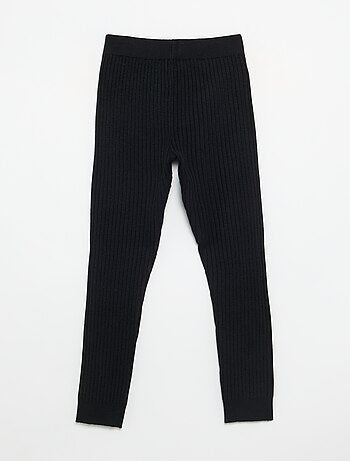 Legging en tricot uni avec noeud à la taille