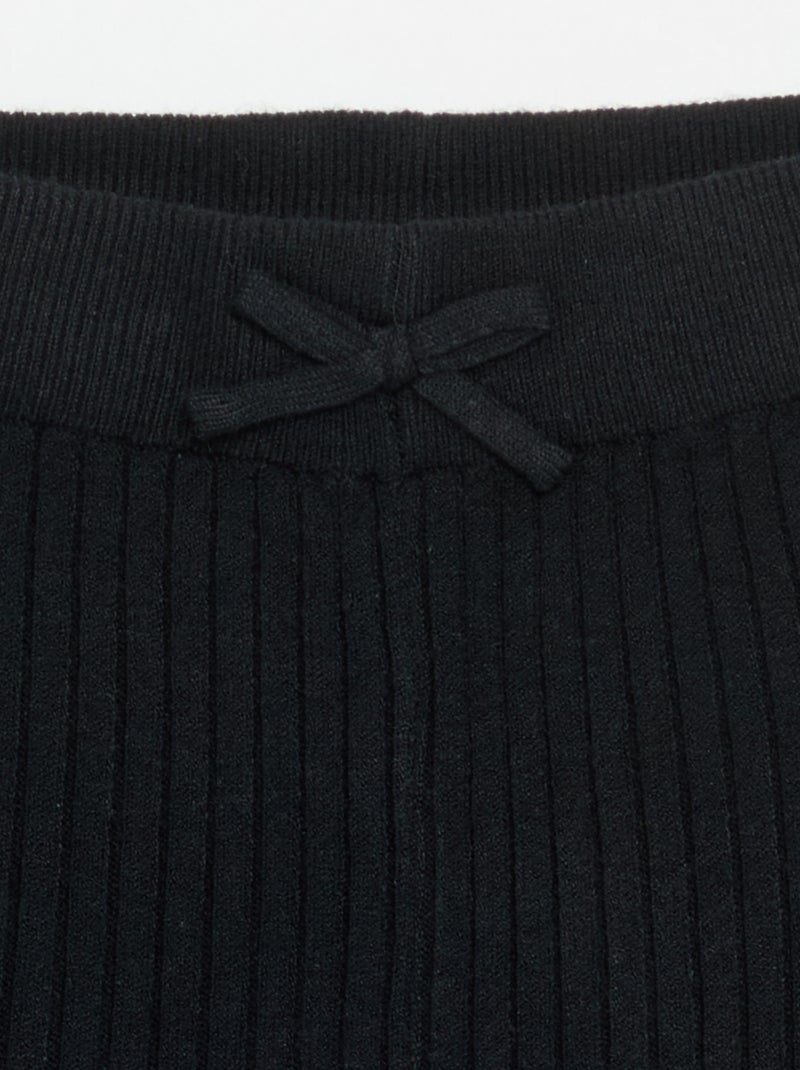 Legging en tricot uni avec noeud à la taille Noir - Kiabi