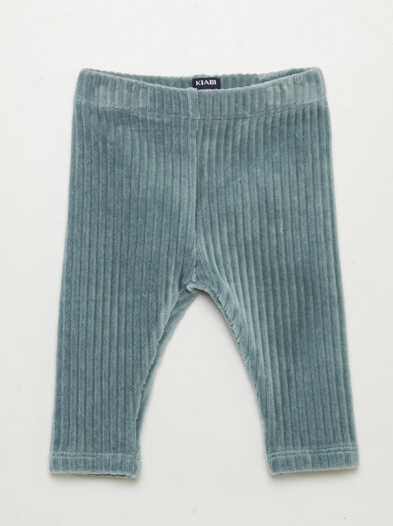 Legging en velours côtelé bleu mer - Kiabi