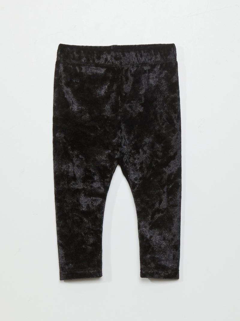 Legging en velours satiné noir - Kiabi