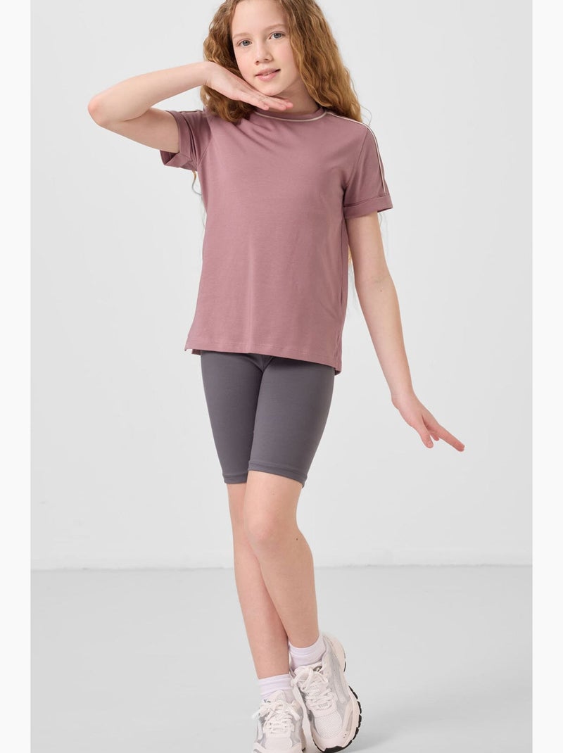 Legging enfant en coton tommy Gris Noir - Kiabi