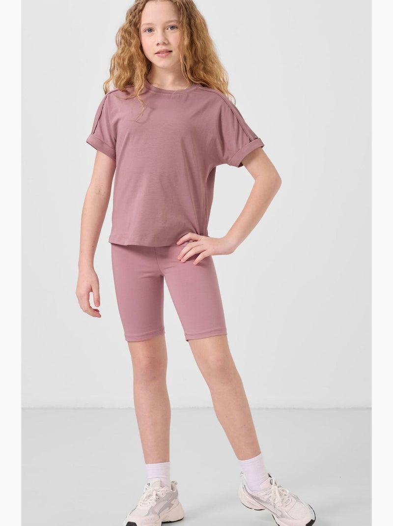 Legging enfant en coton tommy Vieux rose - Kiabi