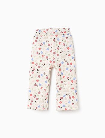 Legging évasé en coton peigné à motif floral