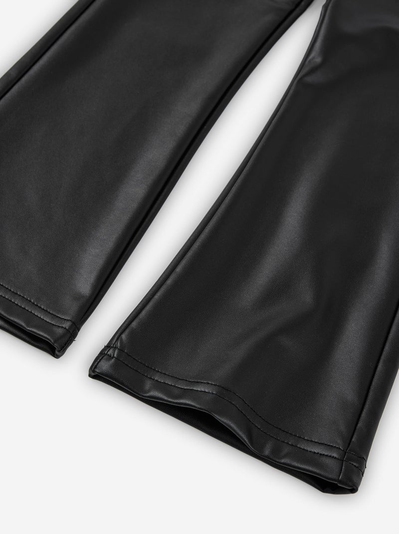 Legging évasé en cuir synthétique Noir - Kiabi