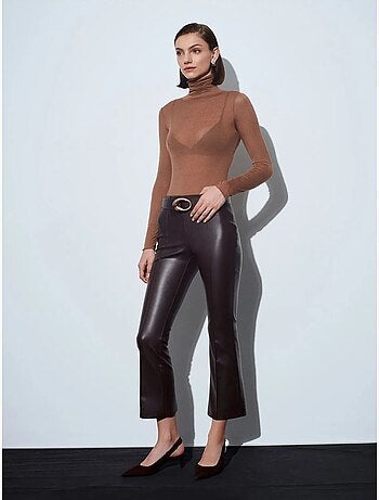 Legging évasé en simili cuir à taille haute dilvin