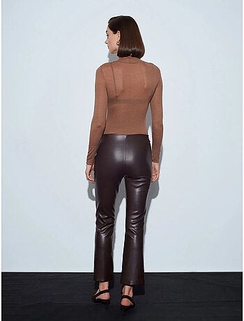 Legging évasé en simili cuir à taille haute dilvin