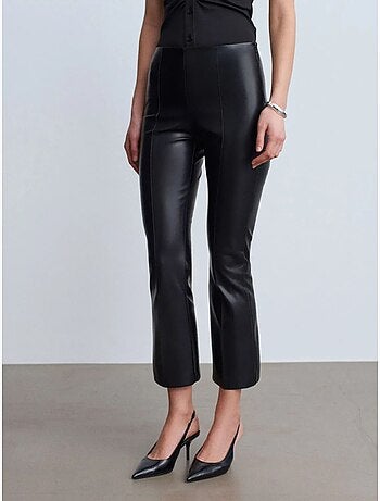 Legging évasé en simili cuir à taille haute dilvin