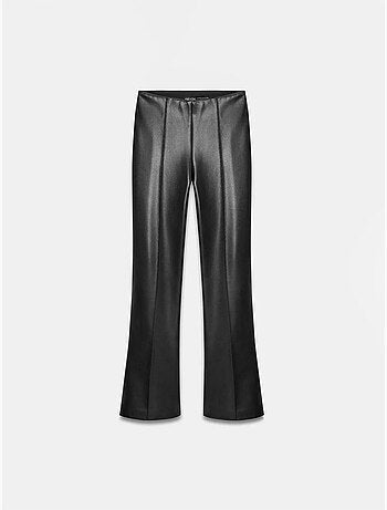 Legging évasé en simili cuir à taille haute dilvin