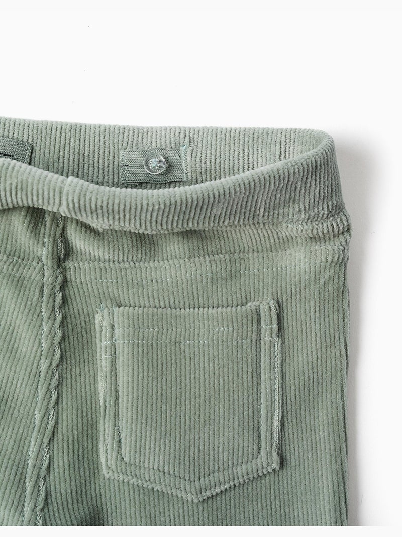 Legging évasé en velours côtelé avec taille élastique Vert - Kiabi