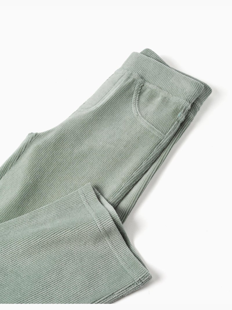 Legging évasé en velours côtelé avec taille élastique Vert - Kiabi