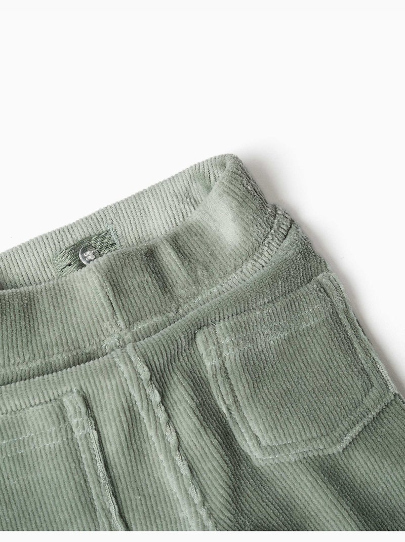 Legging évasé en velours côtelé avec taille élastique Vert - Kiabi
