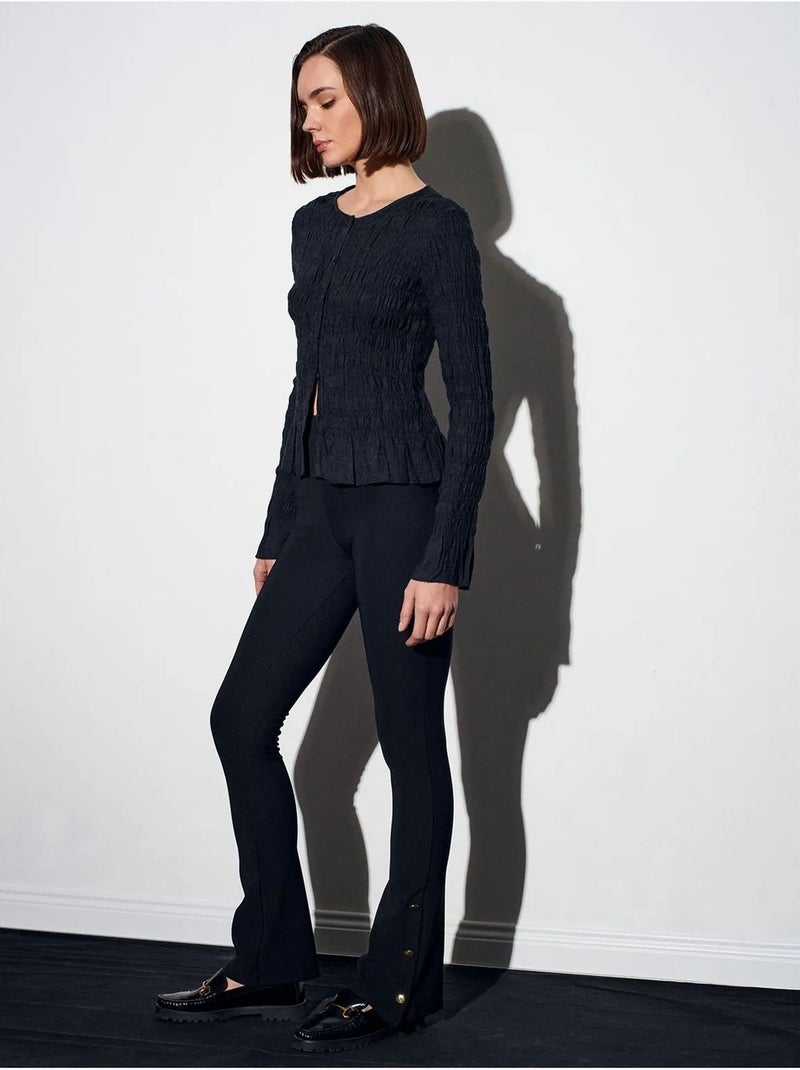 Legging évasé taille haute avec bouton Noir - Kiabi