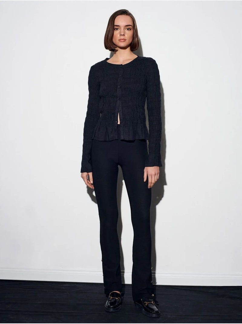 Legging évasé taille haute avec bouton Noir - Kiabi
