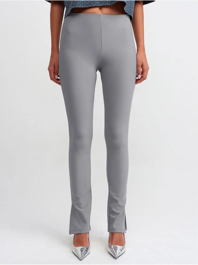 Legging Évasé Taille Haute Avec Fente Gris - Kiabi