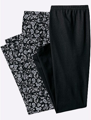 Legging avec ceinture élastique et finition extensible en lot de 2 - Taille standard - Moda Vilona