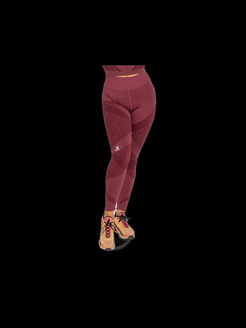 Legging Femme Fitness sans coutures Fibre Emana Taille haute, Alisha Rouge bordeaux - Kiabi