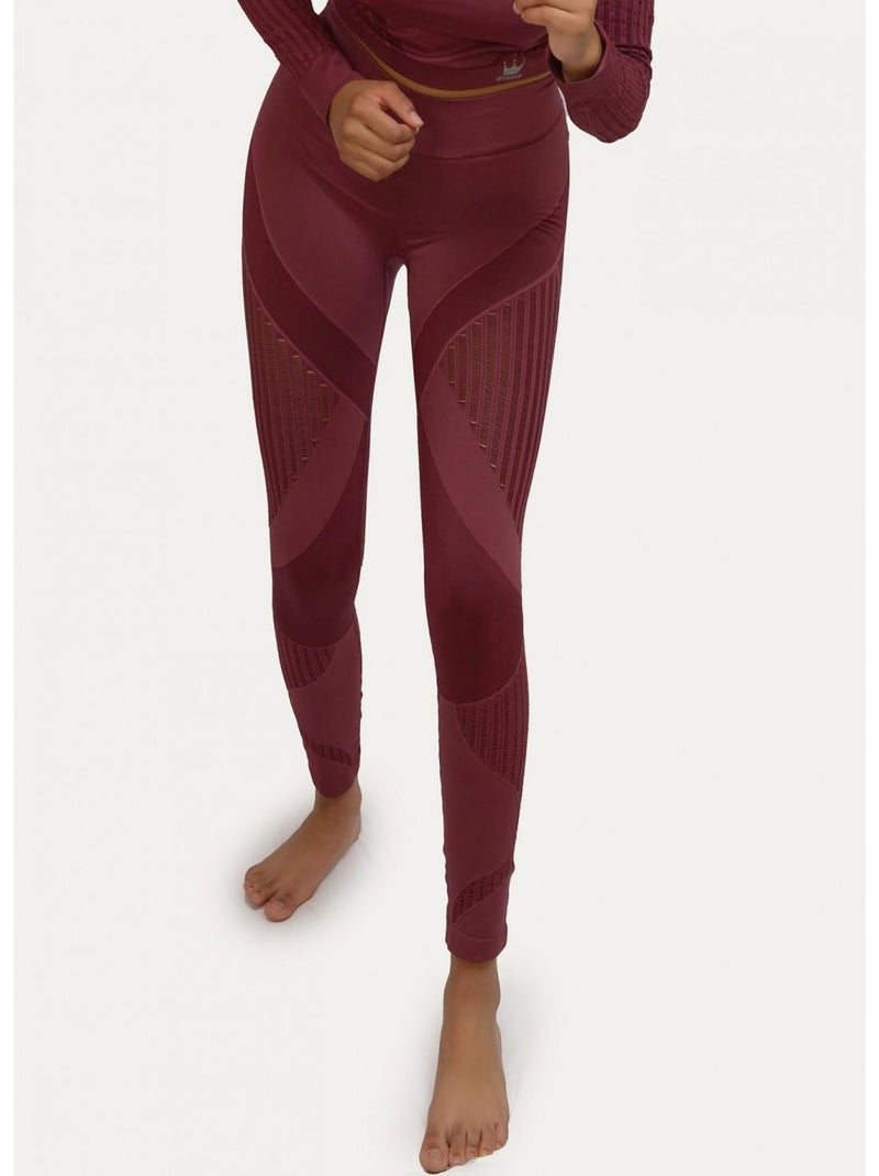 Legging Femme Fitness sans coutures Fibre Emana Taille haute, Alisha Rouge bordeaux - Kiabi