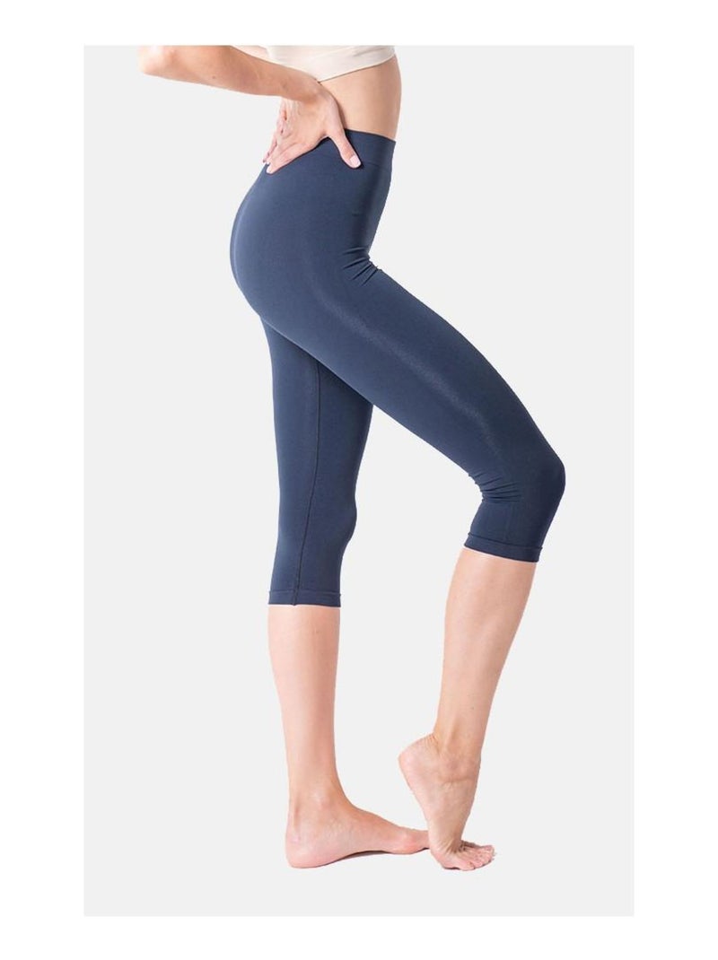 Legging Femme Fitness sans coutures Fibre Emana Taille haute, Lena Bleu Bleu marine - Kiabi
