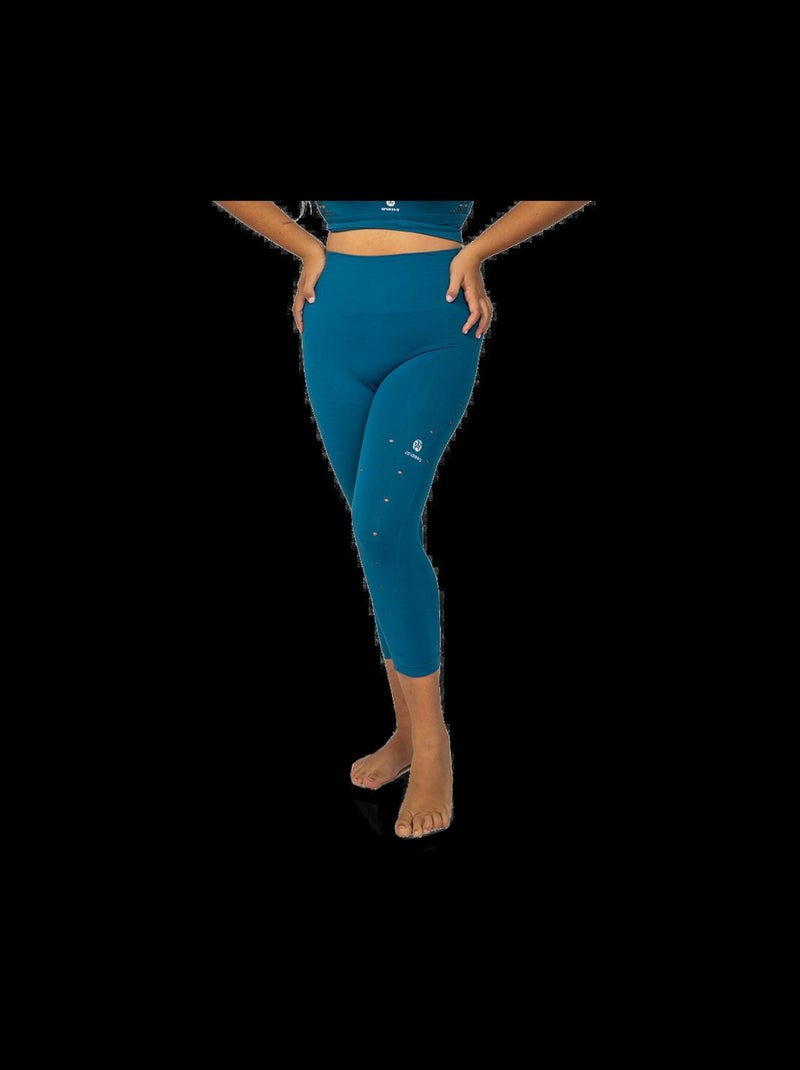 Legging Femme Fitness sans coutures Fibre Emana Taille haute, Namasté Bleu anthracite - Kiabi