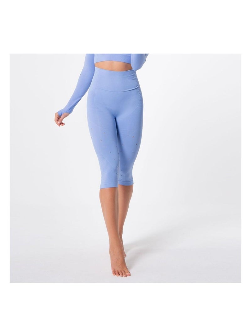 Legging Femme Fitness sans coutures Fibre Emana Taille haute, Namasté Bleu azur - Kiabi