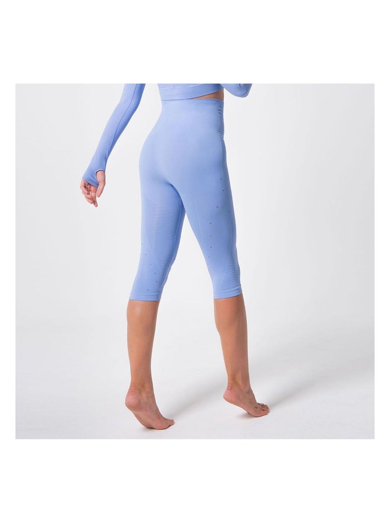 Legging Femme Fitness sans coutures Fibre Emana Taille haute, Namasté Bleu azur - Kiabi