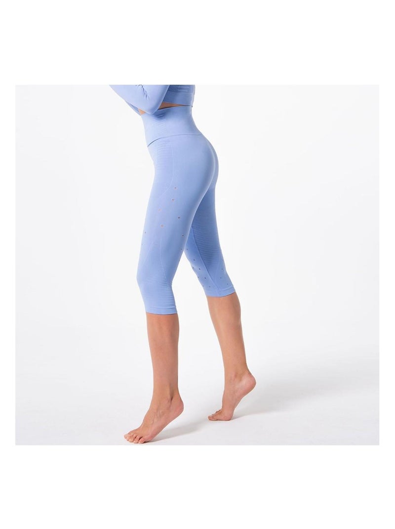 Legging Femme Fitness sans coutures Fibre Emana Taille haute, Namasté Bleu azur - Kiabi