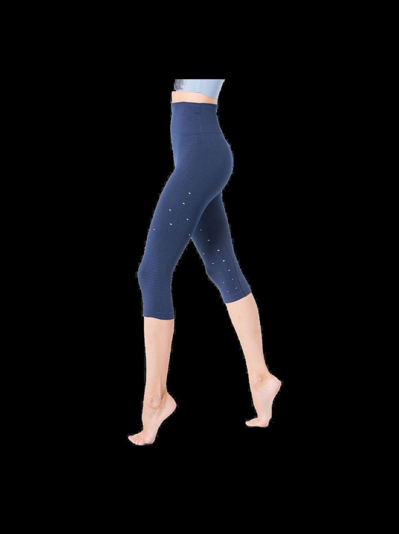 Legging Femme Fitness sans coutures Fibre Emana Taille haute, Namasté Bleu Bleu marine - Kiabi