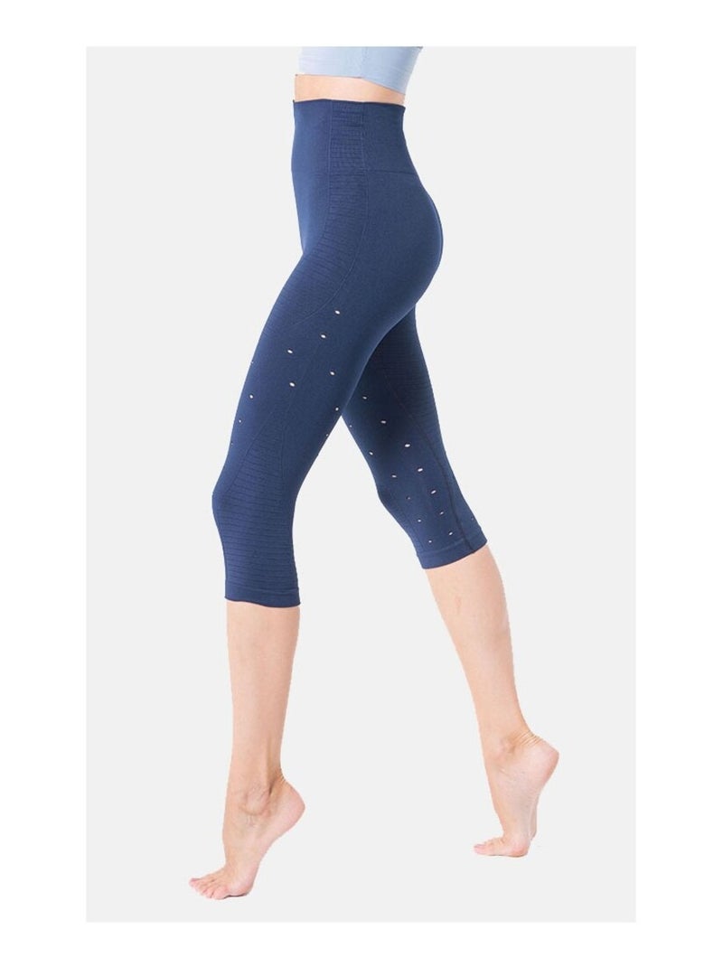Legging Femme Fitness sans coutures Fibre Emana Taille haute, Namasté Bleu Bleu marine - Kiabi