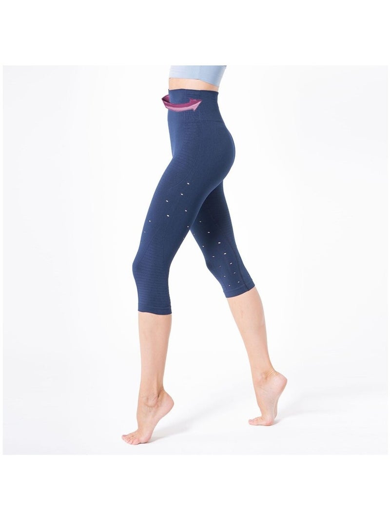 Legging Femme Fitness sans coutures Fibre Emana Taille haute, Namasté Bleu Bleu marine - Kiabi