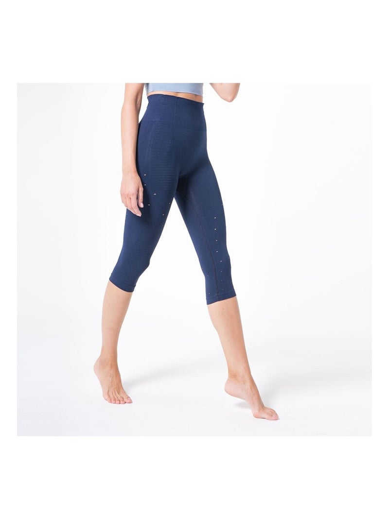 Legging Femme Fitness sans coutures Fibre Emana Taille haute, Namasté Bleu Bleu marine - Kiabi