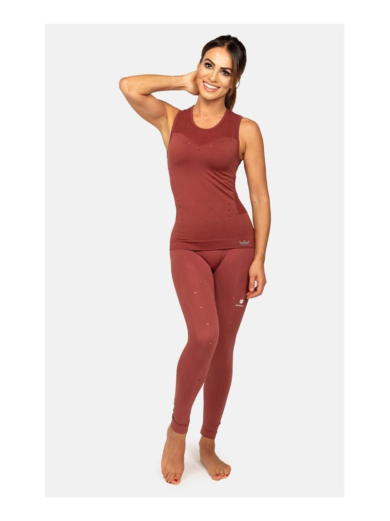 Legging Femme Fitness sans coutures Fibre Emana Taille haute, Namasté Marron - Kiabi