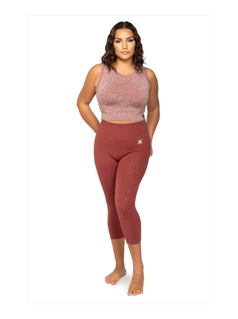 Legging Femme Fitness sans coutures Fibre Emana Taille haute, Namasté Marron - Kiabi