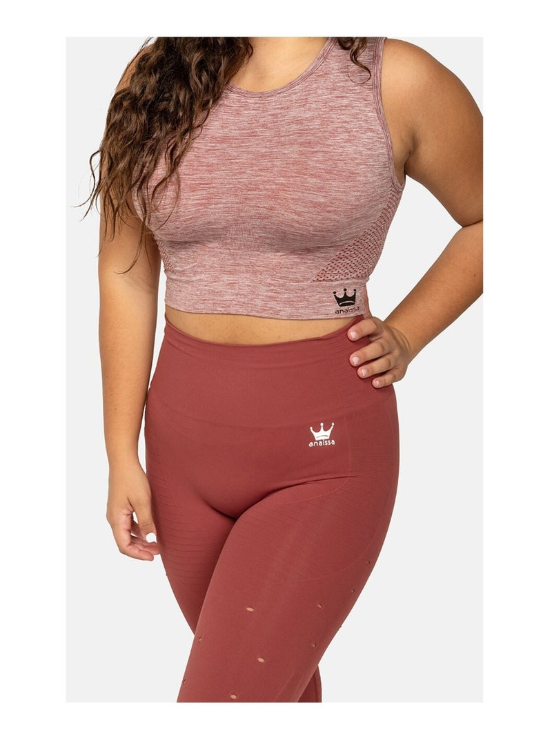 Legging Femme Fitness sans coutures Fibre Emana Taille haute, Namasté Marron - Kiabi