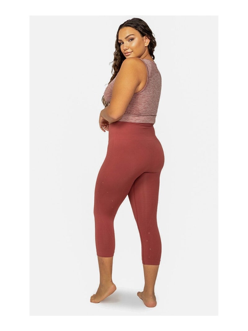Legging Femme Fitness sans coutures Fibre Emana Taille haute, Namasté Marron - Kiabi