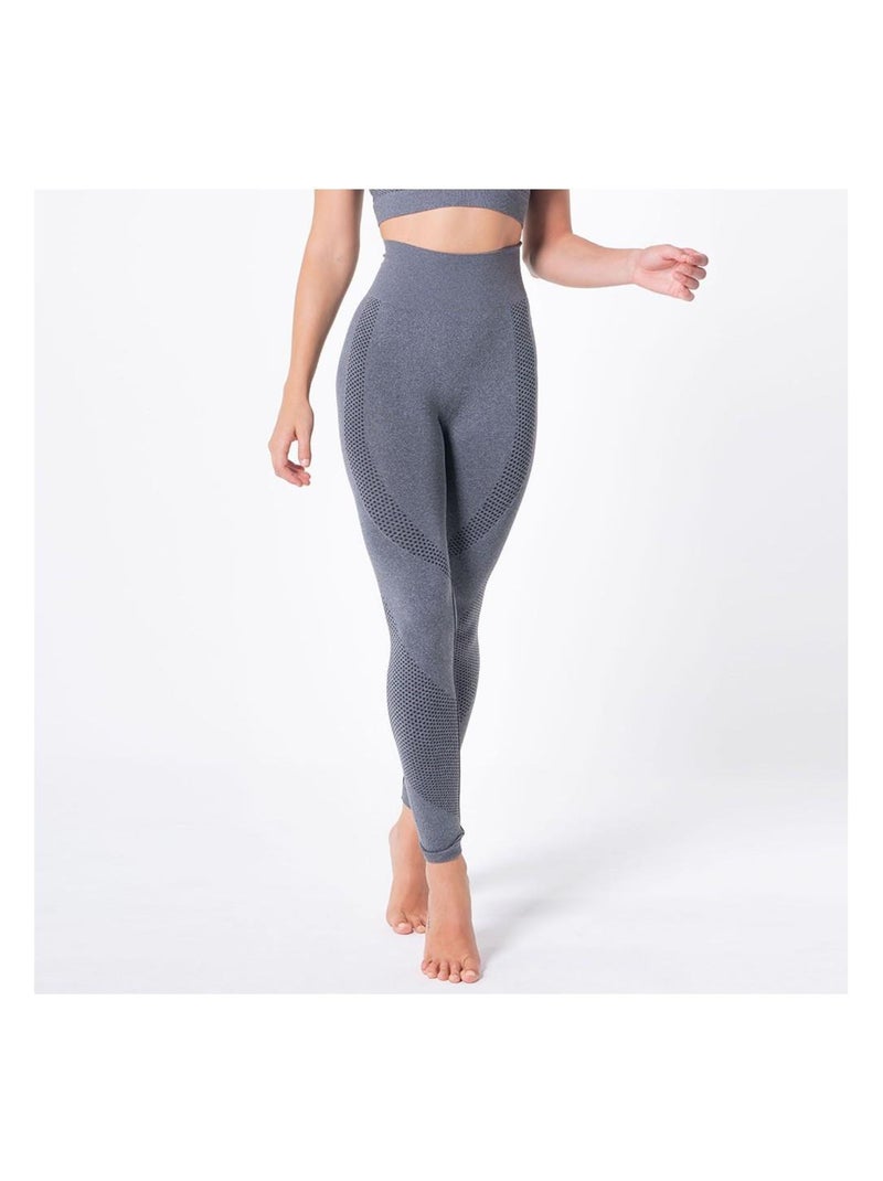 Legging Femme Fitness sans coutures Fibre Emana Taille haute, Neptuno Gris Gris - Kiabi
