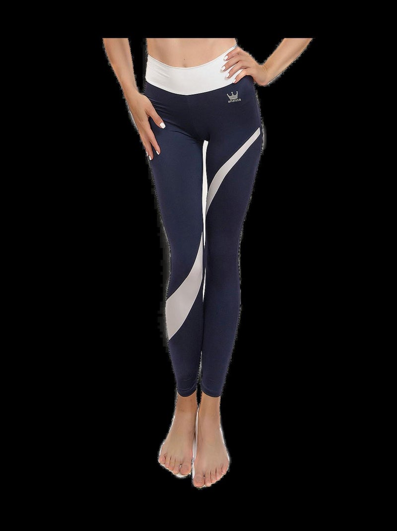 Legging Femme Fitness Taille haute, Abril Bleu marine - Kiabi