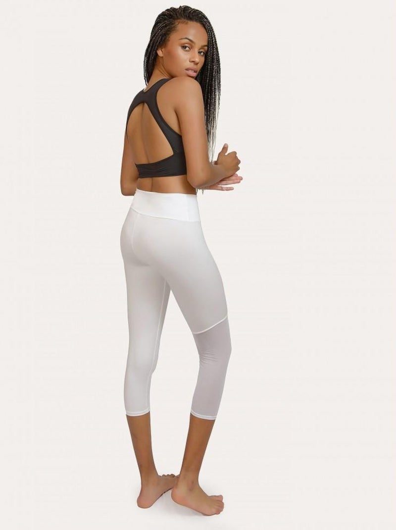 Legging Femme Fitness Taille haute, Sol Blanc - Kiabi