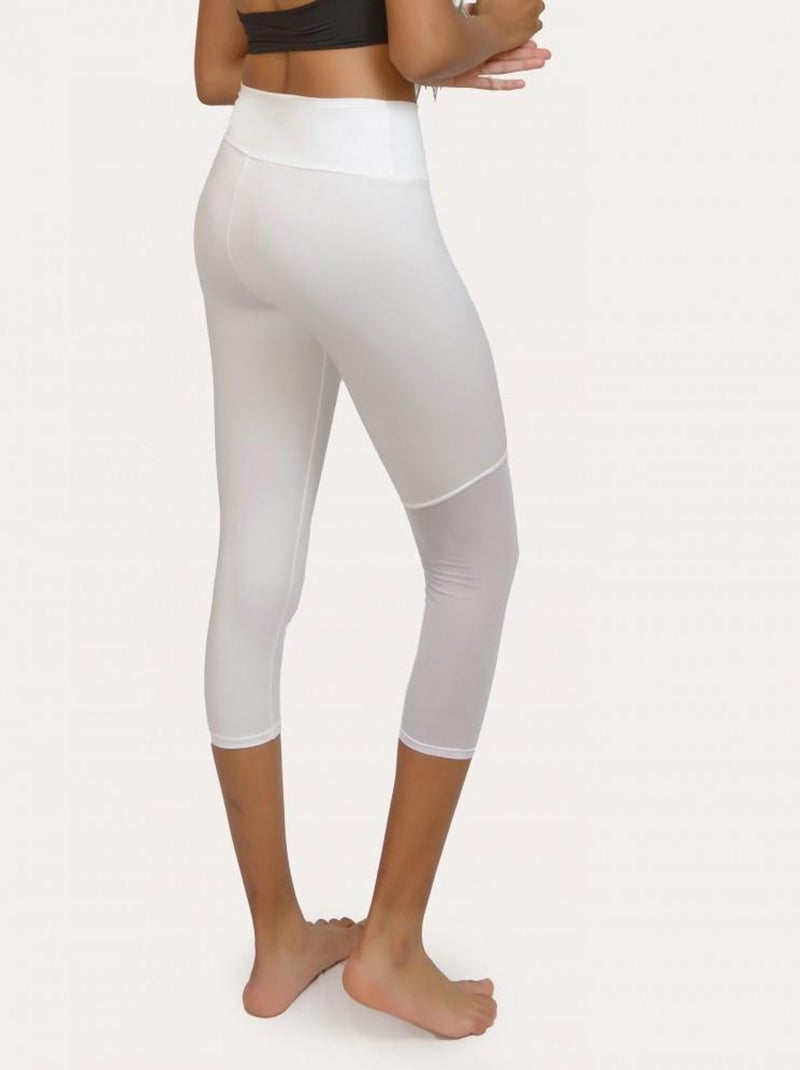 Legging Femme Fitness Taille haute, Sol Blanc - Kiabi